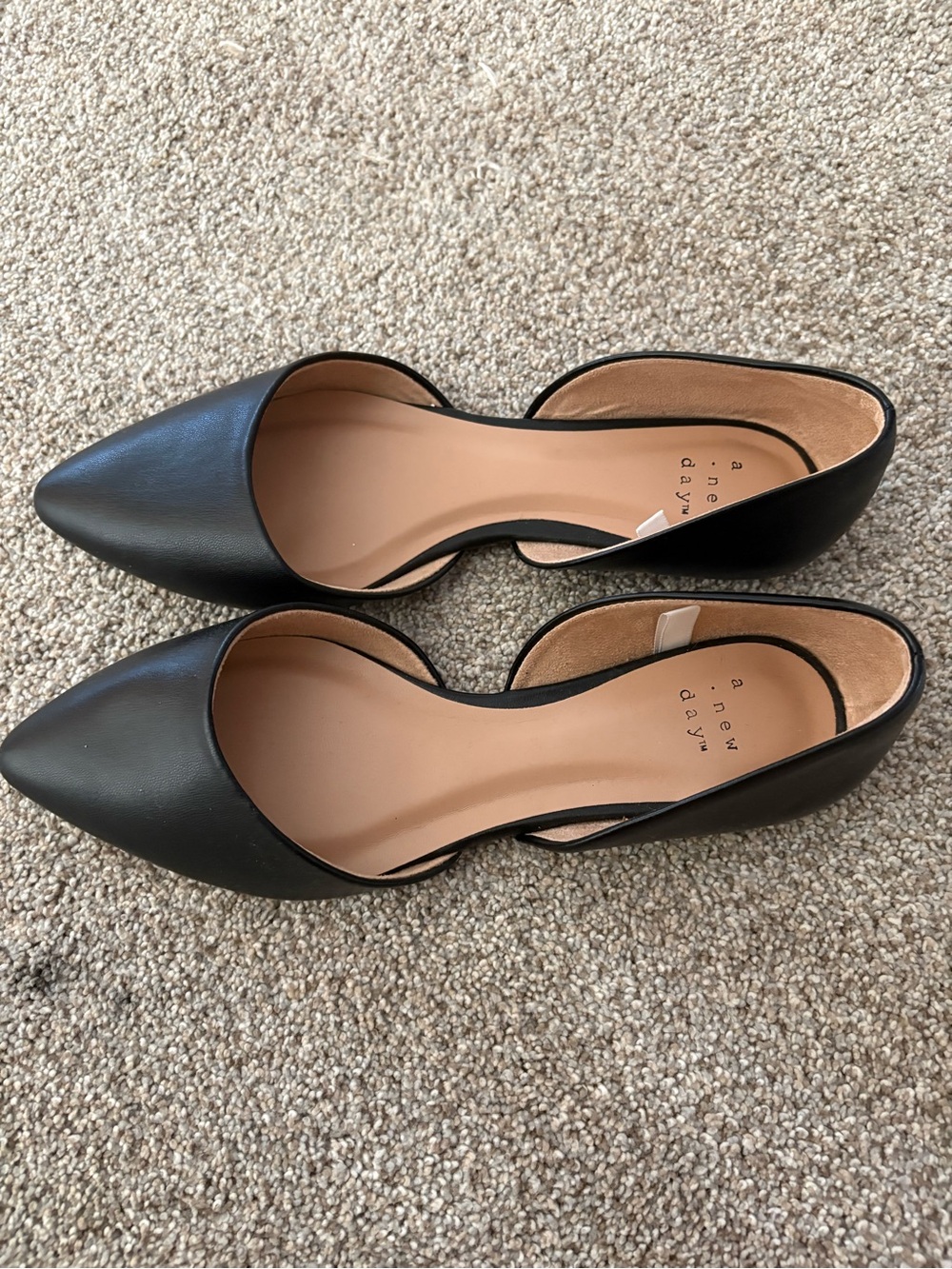 a new day Black Pointed D'Orsay Flats